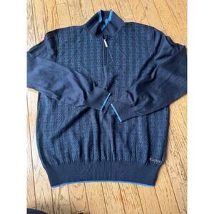STEFANO RICCI 1/4 ZIP CASHMERE WOOL SILK SWEATER 52/L (bl100)